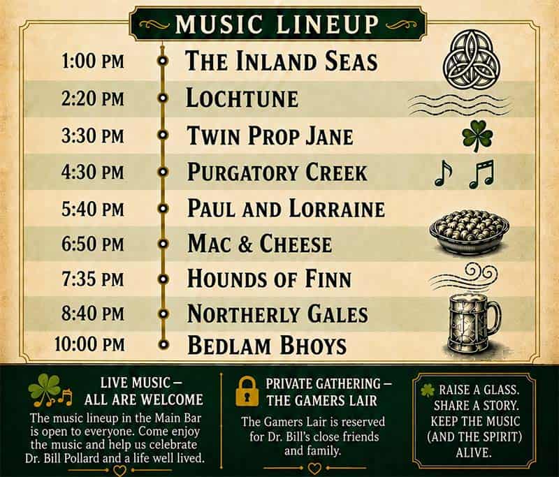 Bill Pollards Music Lineup